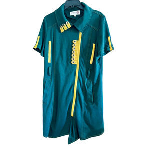 Steampunk Grunge Alternative Military Dress Green Yellow Zip Punk Cosplay L